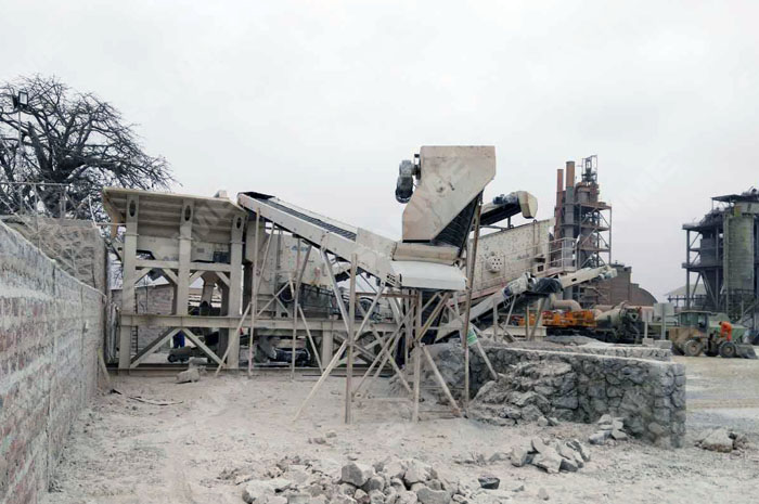 剛果金時產100噸移動式石灰石制砂生產線